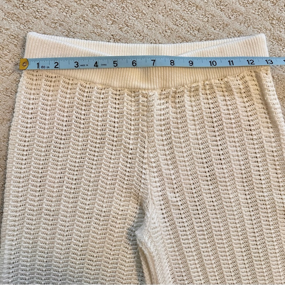 Tularosa Crochet Knit Wide Leg Pants Cream Swim Cover Up S Boho Resort - Picture 6 of 7